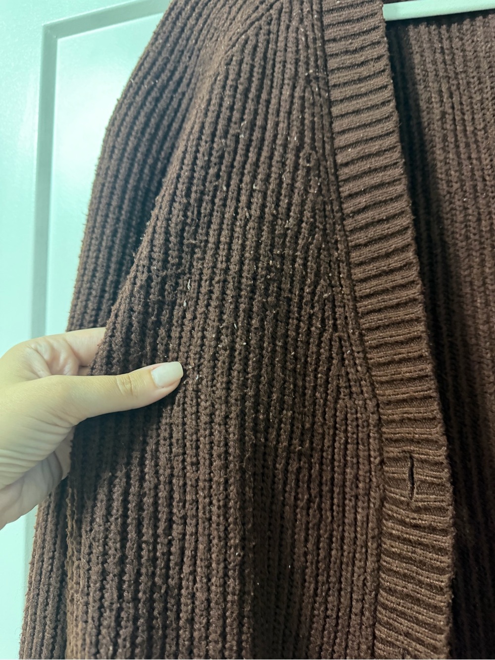 Express Chunky Ribbed Button-Front Cardigan - Brown - Picture 2 of 4